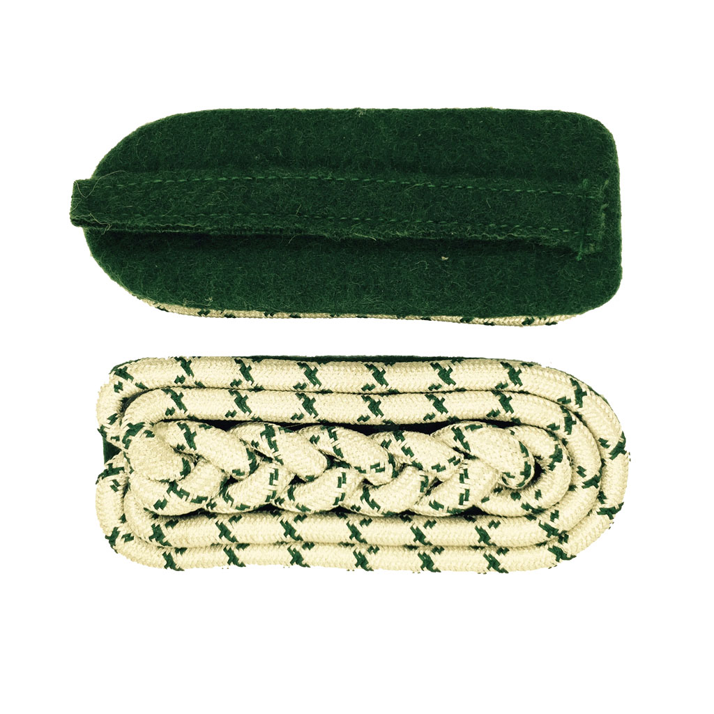 Leutnantsgeflecht silber mit grün national, Unterlage grün