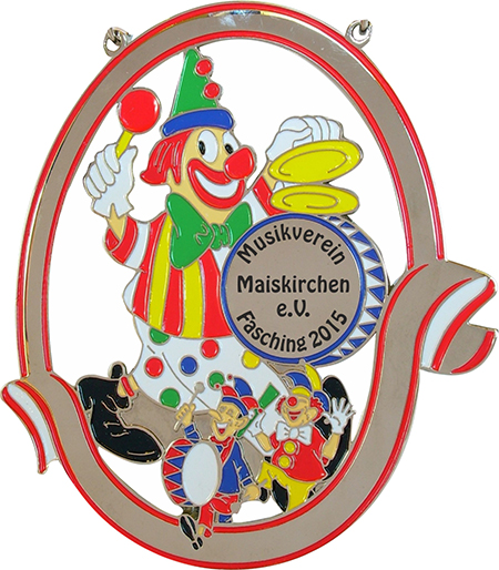 Karnevalsorden Silber "Clown mit Trommel"