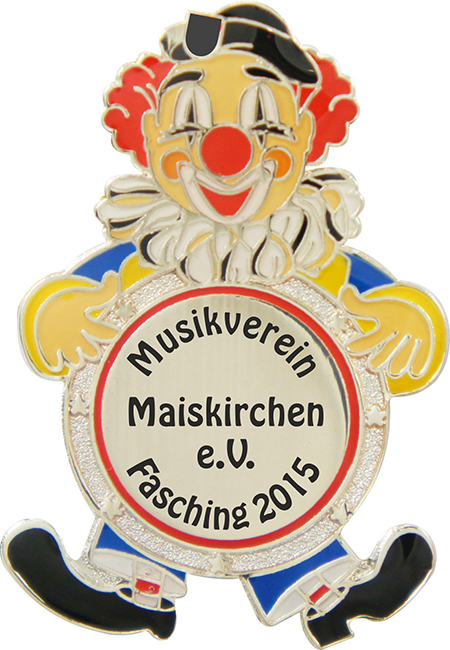 Karnevalsabzeichen Silber "Lustiger Clown"