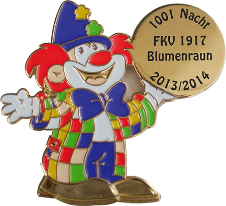 Karnevalsabzeichen Gold "Lachender Clown"