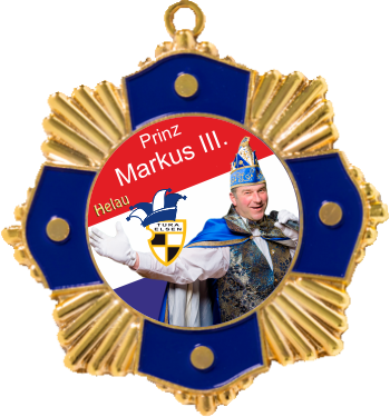 Medaille Gold mit blauem Kreuz