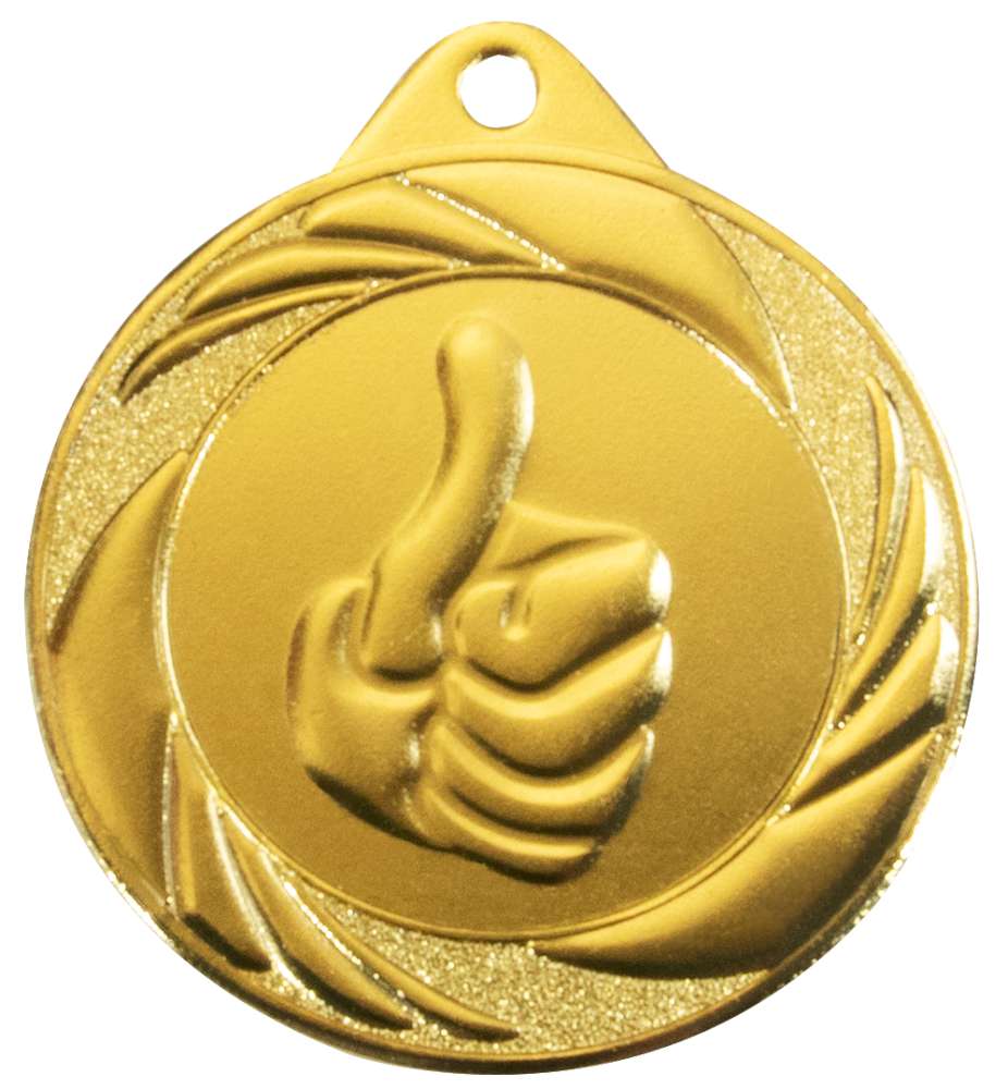 Eisen-Medaille "Daumen hoch" Ø 50 mm - gold
